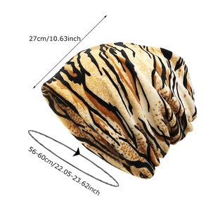 Zebra pattern knit beanie hat for outdoor riding with soft tiger print fabric texture
