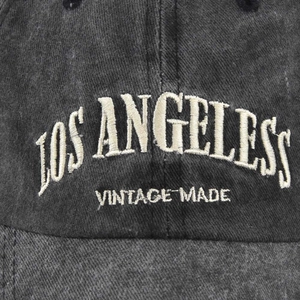 Vintage washed charcoal cotton baseball cap with Los Angeles embroidery detail