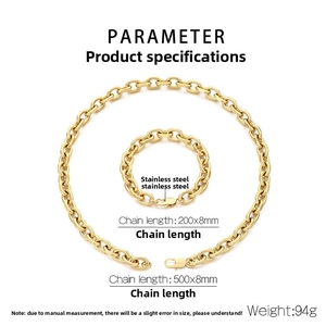 Polished stainless steel OT clasp chain necklace and bracelet set specifications