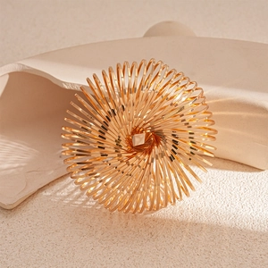 Minimalist gold geometric hollow spiral bracelet with metallic high-gloss finish