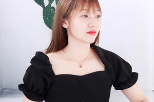 Close-up of minimalist gold heart pendant necklace worn by a model for a stylish look