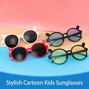 Lunettes de soleil rondes pour enfants avec oreilles de lapin mignonnes en plusieurs couleurs