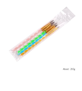Lot de 5 pinceaux de nail art avec manches torsadés colorés et outils à double extrémité