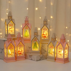 Luminous Christmas lanterns with Santa and snowman patterns for festive home party decor