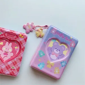 3-inch photocard binder with heart cutout windows in cherry bunny and fluffy bear styles
