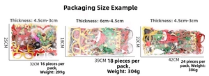 Size chart showing bulk packaging dimensions and weights for Christmas party glasses sets