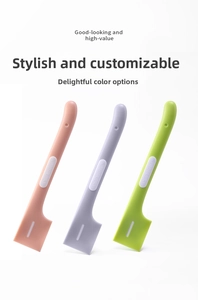 Three-color multi-functional long-handle pet food spoons with anti-slip grip and ergonomic design