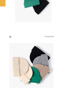 Variety of colorful warm knitted beanies for men and women during winter seasons