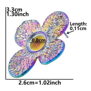 Detailed dimensions of flower-shaped 304 stainless steel stud earring with 0.8cm inlay base