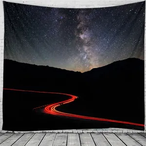 Wandteppich Polyester Naturlandschaft Druck Für Schlafzimmer Wohnheim Wohnzimmer Dekor Schneeberg Sternenhimmel Kunst