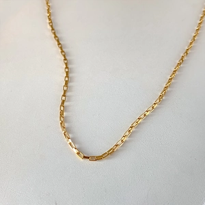 Minimalist 14K gold plated stainless steel box chain necklace for women