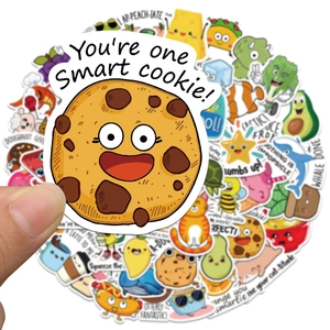 Cute cartoon food and animal pun stickers set for DIY luggage and stationery decoration