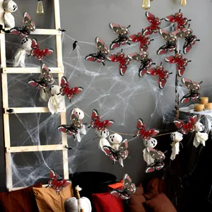 3D butterfly wall stickers with gothic red rose patterns for Halloween home decoration