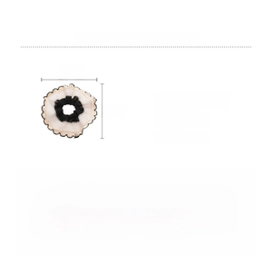 Detailed spec sheet of large knitted lace scrunchie with size 18cm and 15.9g weight info