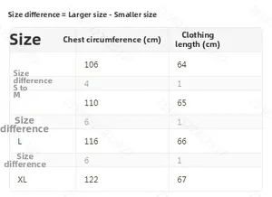 Tableau des tailles détaillé pour le sweat bicolore avec mesures de poitrine et de longueur