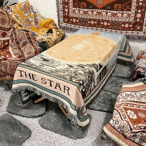 Bohemian tarot the star woven blanket with fringes for outdoor camping and home sofa decor