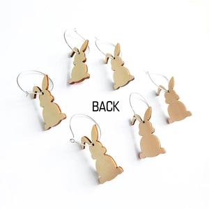 Easter wooden bunny earrings with cute spring flower and leopard print patterns
