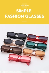 Collection of oversized curved rectangular sunglasses in multiple colors on a clean background