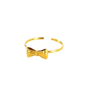18K gold-plated titanium steel open ring featuring a minimalist matte bowknot design