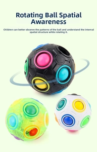 Rainbow magic ball puzzle showing black, white and green styles for logic training