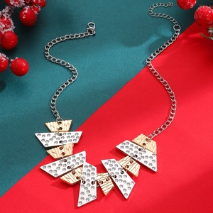 Detail showing Christmas tree necklace with silver diamonds and golden stripes