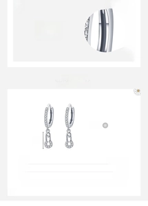 Detailed view of s925 sterling silver safety pin earrings with cz diamonds and dimensions
