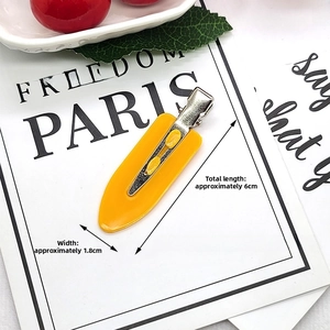 6cm bright yellow hair clip detail showing streamline shape and exact dimensions