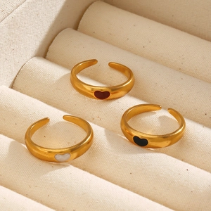 18K gold plated adjustable open heart ring with colorful enamel inlay in jewelry box