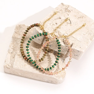 Ensemble de bracelets bohèmes en pierres naturelles, malachite et perles roses