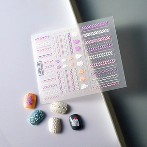 5D embossed knitted sweater texture nail stickers with relief patterns for 3D manicures