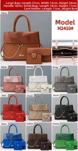 Three-piece women bag set with animal texture, chain detail and multi-size dimensions