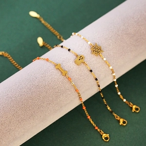 Halloween Stainless Steel Bracelet Creative Ghost Bat Bone Spider Web Charm Gold Plated Rice Beads Jewelry For Women