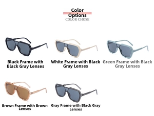 Detailed view of oversized sports sunglasses in black, white, green, tea, and grey colors