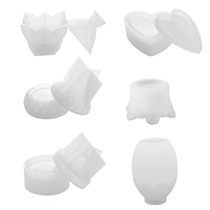 DIY resin silicone mold set for crown and heart shaped storage boxes with striped pattern