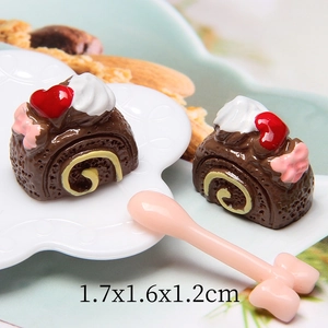Miniature resin chocolate cake roll accessory for DIY crafts and dollhouse decor