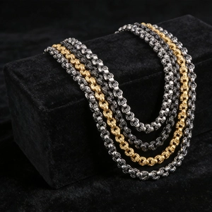 Men Skull Chain Necklace 316L Stainless Steel Gothic Punk Dark Vintage Style Heavy Metal Jewelry For Halloween Party
