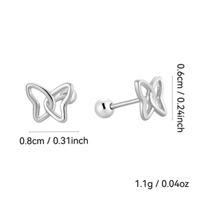 Minimalist S925 sterling silver butterfly stud earrings with hollow design for women