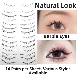 Sheet of 14 pairs waterproof lower eyelash tattoo stickers in various natural styles