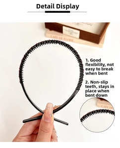 Detail showing high flexibility and non-slip inner teeth of this rhinestone headband