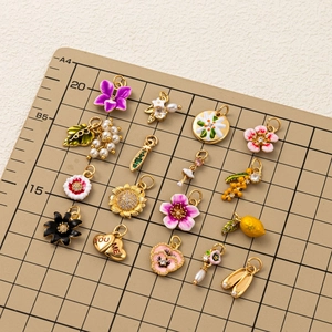 Pendant Necklace Copper 18K Gold Plated Fruit Flower Enamel Zircon Dainty DIY Jewelry Fashion For Women