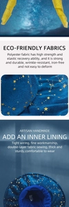 Detail of durable star pattern polyester witch hat with premium hand-stitched inner lining