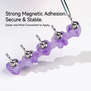 Magnetic nail art practice stand with purple cloud base and five silver metal holders