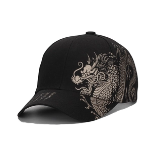 Chinese Dragon Print Baseball Cap Cotton Sun Protection Adjustable Strapback Hat Casual Streetwear For Men Women