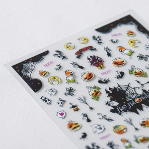 Halloween Nail Art Stickers Ultra Thin Adhesive Decals Pumpkin Ghost Bat Castle Festive DIY Manicure Decoration For Women