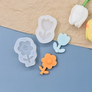 Silikonformen-Set für Blumen-Kerzen und Gips-Deko mit Tulpen- und Gänseblümchen