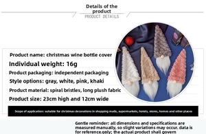 Detailed view of the Christmas wine bottle cover dimensions and soft plush fabric material