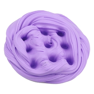 Detailed texture of purple buttery slime showing stretchable and soft consistency