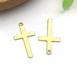 Polished gold stainless steel cross pendants in upright and inverted styles for DIY jewelry