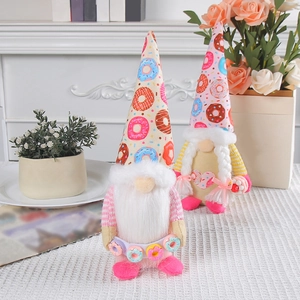Charming 2-piece donut themed Christmas gnome plush set for holiday home decorations