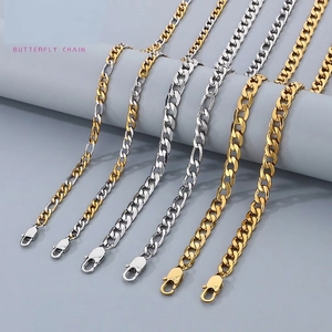 Stainless Steel Figaro Chain Necklace For Men Hip Hop Fashion Cuban Link Jewelry Gold Silver Color Punk Style